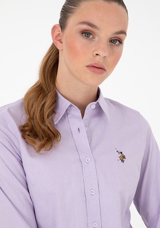 US POLO ASSN Mor Kadın Uzun Kol Gömlek