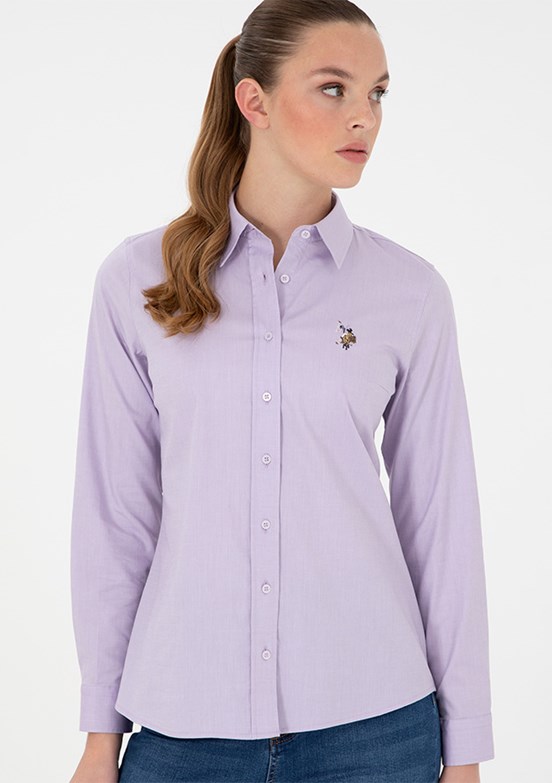 US POLO ASSN Mor Kadın Uzun Kol Gömlek