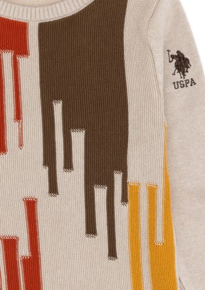 US POLO ASSN Erkek Çocuk Bej Slim Kazak