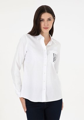 US POLO ASSN Kadın Beyaz Uzun Kol Gömlek