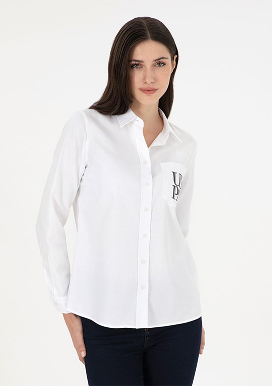 US POLO ASSN Kadın Beyaz Uzun Kol Gömlek
