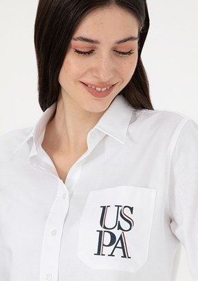 US POLO ASSN Kadın Beyaz Uzun Kol Gömlek