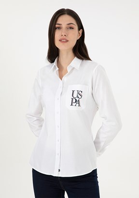 US POLO ASSN Kadın Beyaz Uzun Kol Gömlek