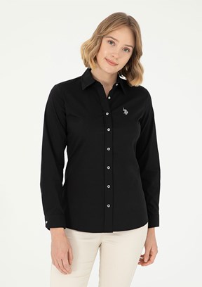 US POLO ASSN Siyah Kadın Uzun Kol Gömlek