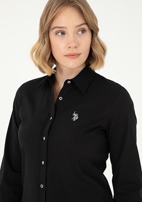 US POLO ASSN Siyah Kadın Uzun Kol Gömlek