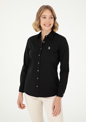 US POLO ASSN Siyah Kadın Uzun Kol Gömlek