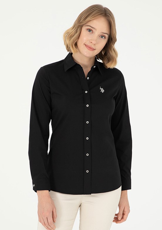US POLO ASSN Siyah Kadın Uzun Kol Gömlek
