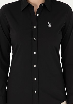 US POLO ASSN Siyah Kadın Uzun Kol Gömlek