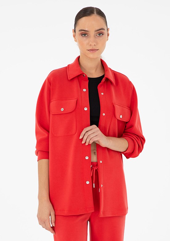 PİERRE CARDİN Kırmızı Kadın Cropped Hırka