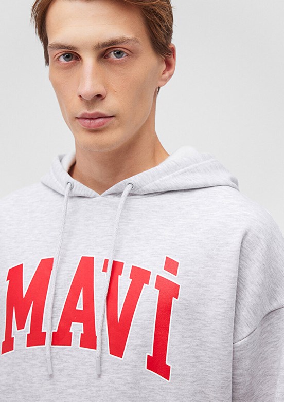 Mavi Gri Erkek Baskılı Sweatshirt