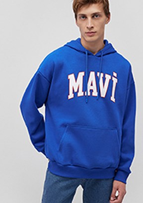 Mavi Çok Renkli Erkek Baskılı Sweatshirt