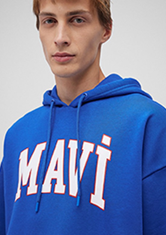 Mavi Çok Renkli Erkek Baskılı Sweatshirt