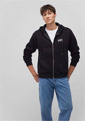 MAVİ - M0611715-900 Erkek Siyah Baskılı Sweatshirt