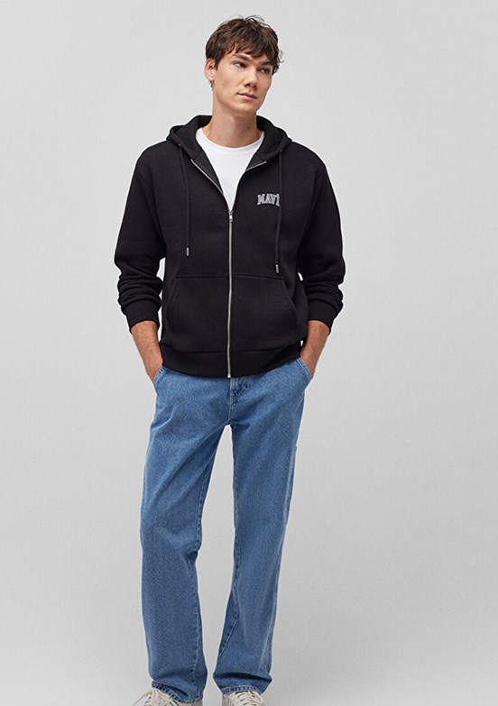 MAVİ - M0611715-900 Erkek Siyah Baskılı Sweatshirt