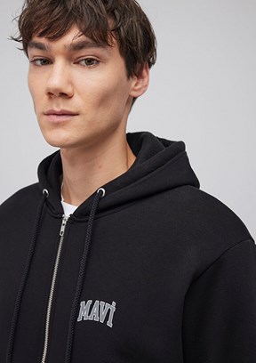 MAVİ - M0611715-900 Erkek Siyah Baskılı Sweatshirt
