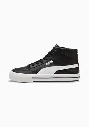 Puma Siyah Unisex Court Classic Vulc Mid FS Tenis Ayakkabısı