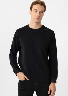 SÜVARİ Siyah Erkek O Yaka Sweatshirt