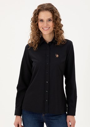 US POLO ASSN Siyah Kadın Uzun Kol Gömlek