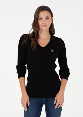 US POLO ASSN Siyah Kadın Basic Kazak