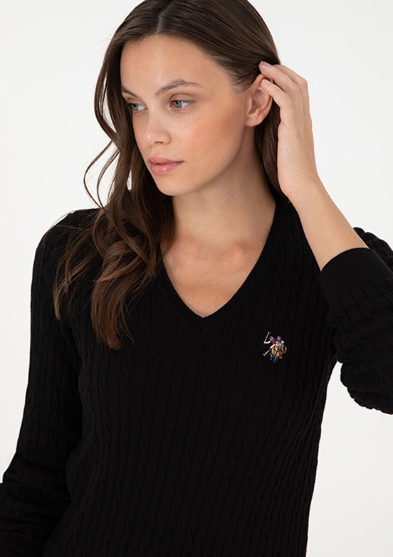 US POLO ASSN Siyah Kadın Basic Kazak