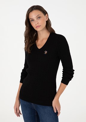 US POLO ASSN Siyah Kadın Basic Kazak