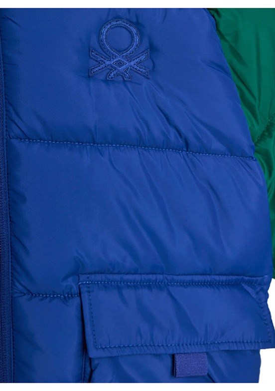 BENETTON Mavi Erkek Çocuk Baskılı Mont