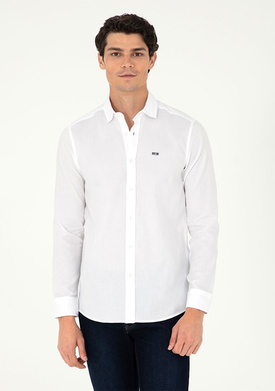 US POLO ASSN Erkek Beyaz Uzun Kol Gömlek