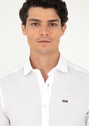 US POLO ASSN Erkek Beyaz Uzun Kol Gömlek