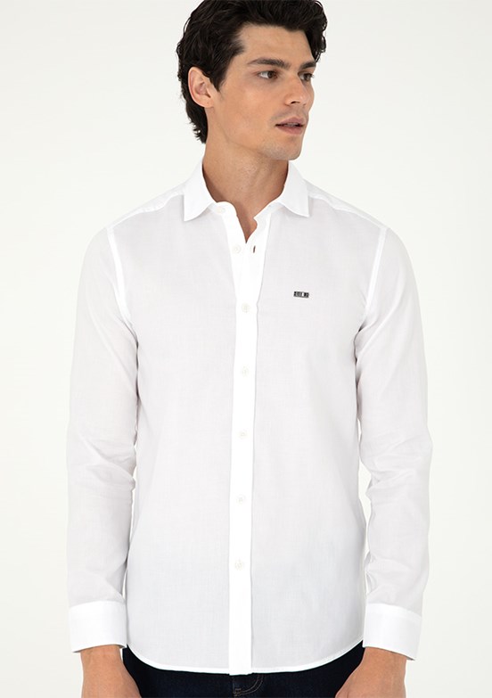 US POLO ASSN Erkek Beyaz Uzun Kol Gömlek
