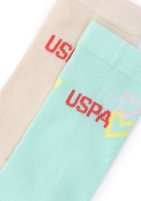 US POLO ASSN Yeşil Kız Çocuk 2'Li Çorap