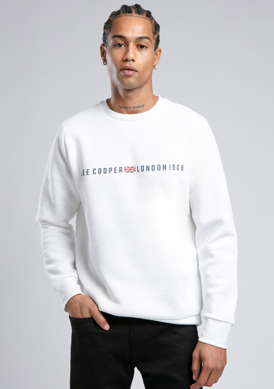 LEE COOPER Beyaz Erkek O Yaka Sweatshirt