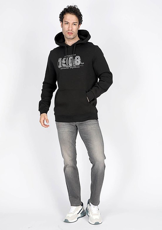 Lee Cooper Siyah Erkek Kapüşonlu Sweatshirt