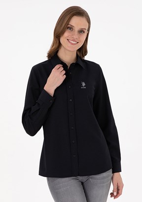 US POLO ASSN Siyah Kadın Uzun Kol Gömlek