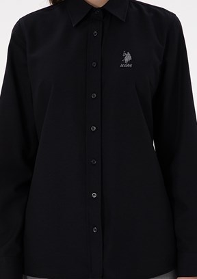 US POLO ASSN Siyah Kadın Uzun Kol Gömlek