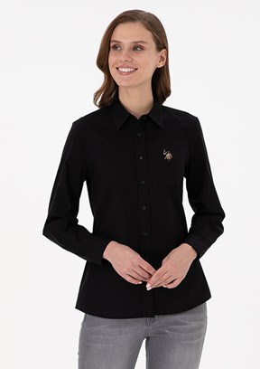 US POLO ASSN Kadın Siyah Uzun Kol Gömlek