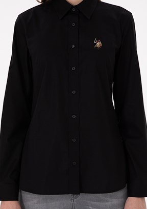 US POLO ASSN Kadın Siyah Uzun Kol Gömlek