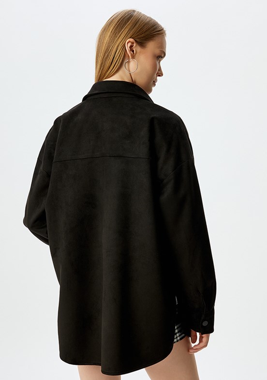 KOTON Siyah Kadın Uzun Kol Gömlek