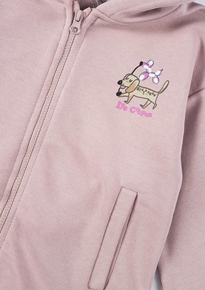 LEE COOPER Pembe Kız Çocuk Fermuarlı Kapüşonlu Sweatshirt