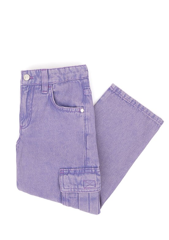 US POLO ASSN Mor Kız Çocuk Straight Jean Pantolon