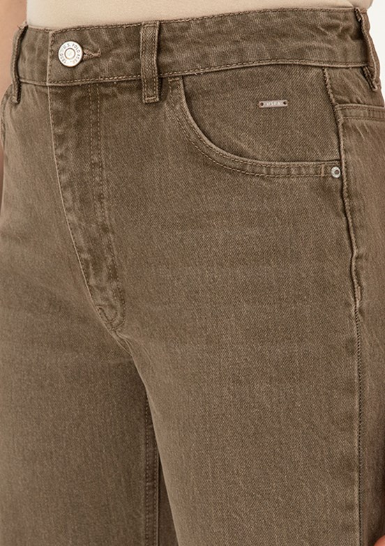 US POLO ASSN Kahverengi Kadın Rahat Kesim Jean Pantolon