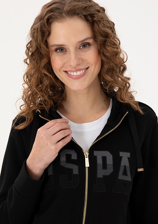 US POLO ASSN Siyah Kadın Basic Sweatshirt