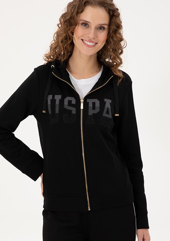 US POLO ASSN Siyah Kadın Basic Sweatshirt