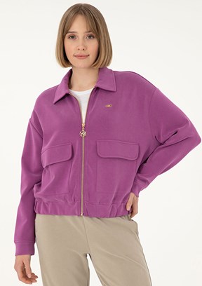 US POLO ASSN Mor Kadın Cropped Sweatshirt