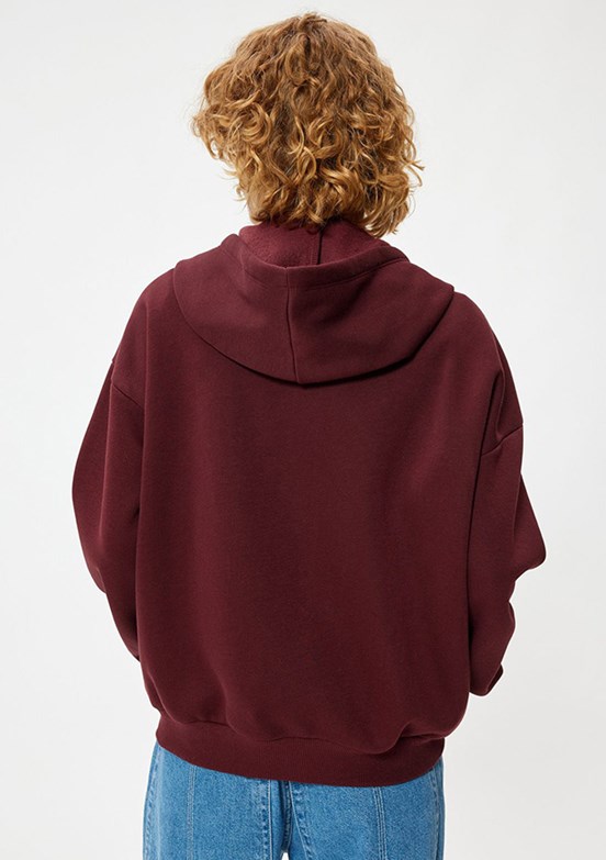 KOTON Bordo Kadın Fermuarlı Sweatshirt