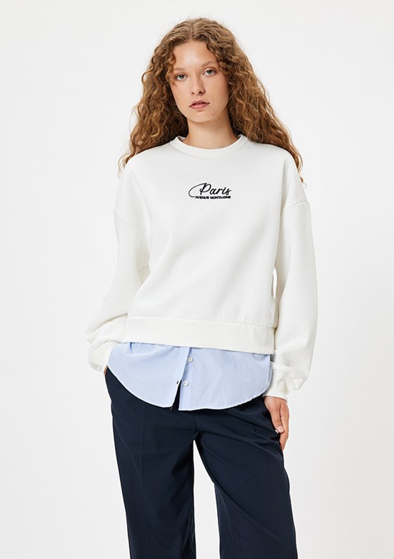 KOTON Beyaz Kadın Baskılı Sweatshirt