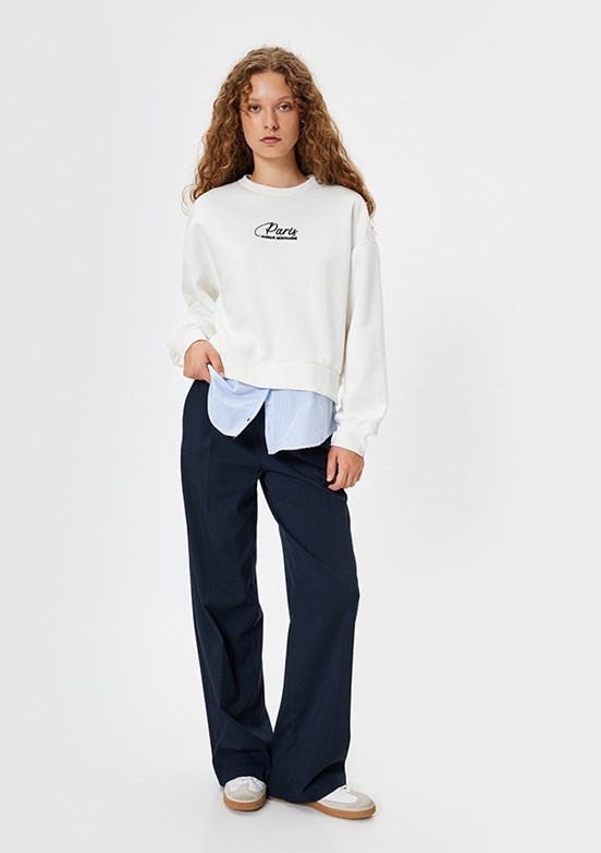 KOTON Beyaz Kadın Baskılı Sweatshirt