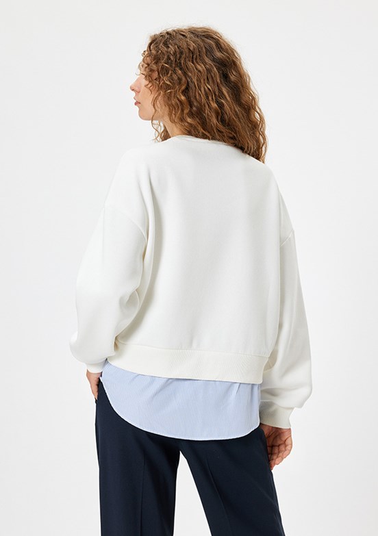 KOTON Beyaz Kadın Baskılı Sweatshirt