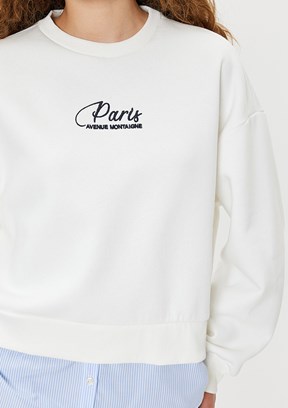 KOTON Beyaz Kadın Baskılı Sweatshirt