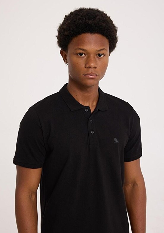 THE CROW Siyah Unisex Polo Yaka T-shirt