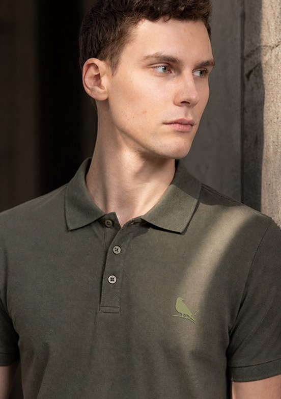THE CROW Father - TC4613 Erkek Yeşil Polo Yaka T-Shirt